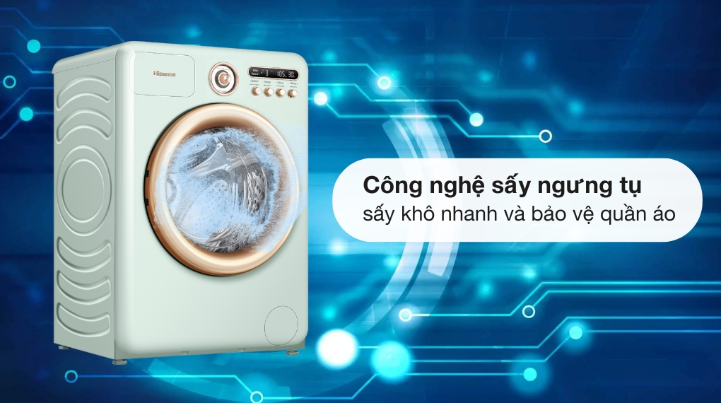 Máy giặt sấy Hisense Roman Holiday Inverter giặt 10.5 kg - sấy 7 kg WD105R5 - Công nghệ sấy 