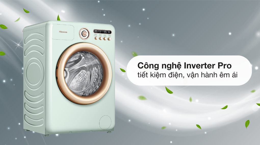 Máy giặt sấy Hisense Roman Holiday Inverter giặt 10.5 kg - sấy 7 kg WD105R5 - Động cơ - tiết kiệm điện