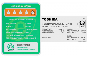 Máy giặt sấy Toshiba Inverter giặt 10.5 kg - sấy 7 kg TWD-T21BU115UWV(MG)