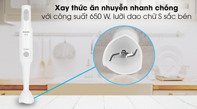 Máy xay sinh tố cầm tay Philips HR2531 - Lưỡi dao chữ S thép không gỉ sắc bén