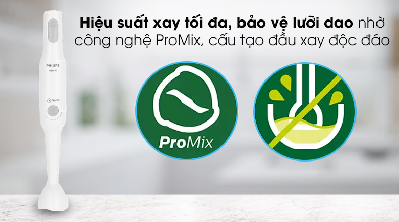 Máy xay sinh tố cầm tay Philips HR2531 - Công nghệ xay ProMix, cấu tạo đầu xay độc đáo