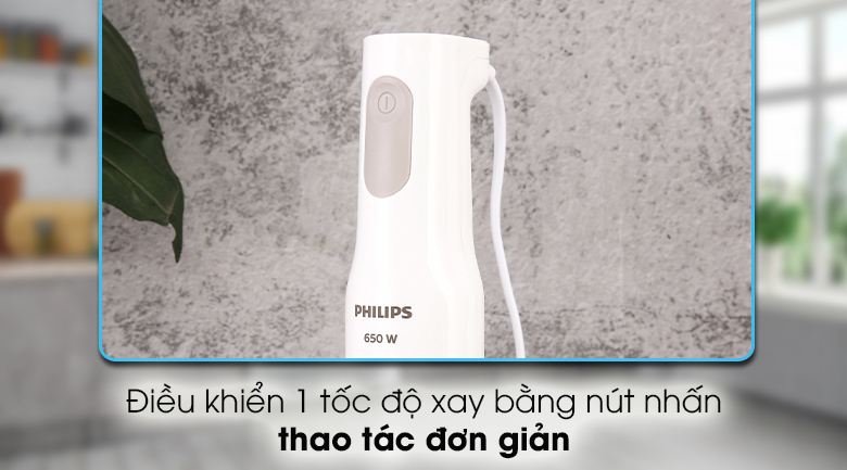 Máy xay sinh tố cầm tay Philips HR2537 - 1 tốc độ xay dễ chỉnh