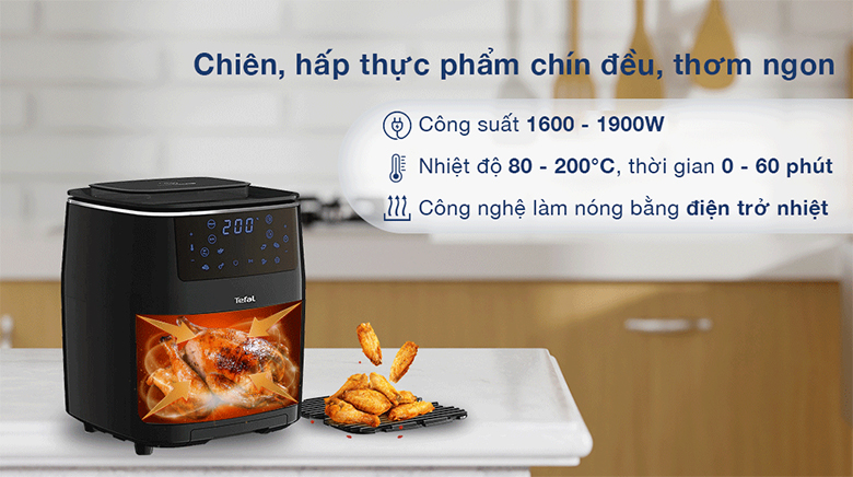 Nồi chiên không dầu kết hợp hấp Tefal FW201815 6.5 lít - Công suất, công nghệ