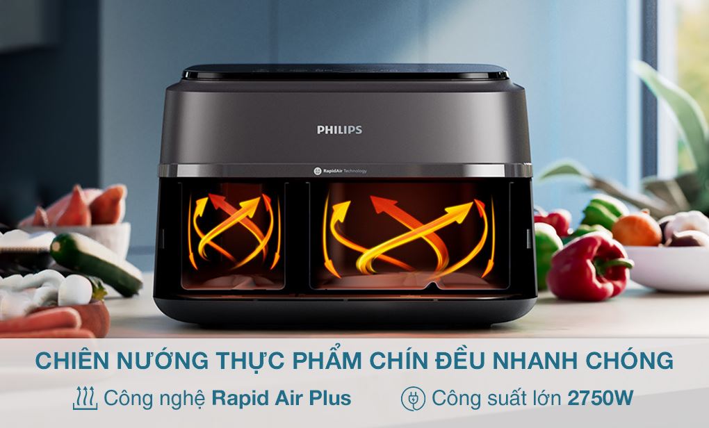 Nồi chiên không dầu Philips NA352/00 9 lít - Công nghệ Rapid Air Plus