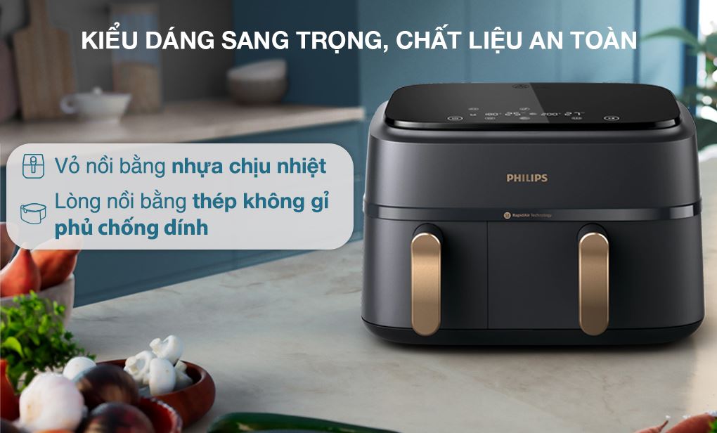 Nồi chiên không dầu Philips NA352/00 9 lít - Kiểu dáng, chất liệu