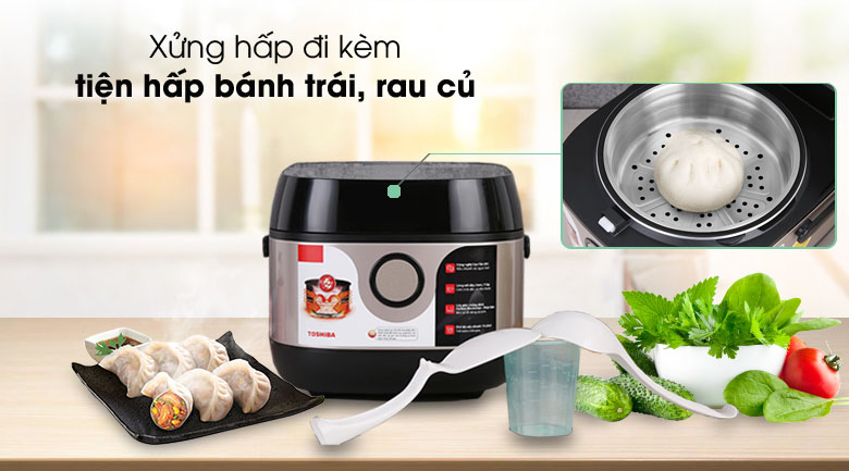 Xửng hấp tiện dụng - Nồi cơm cao tần Toshiba 1 lít RC-10IX1PV.