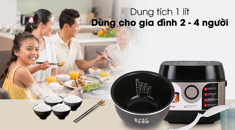 Dung tích nồi cơm điện 1 lít - Nồi cơm cao tần Toshiba 1 lít RC-10IX1PV.
