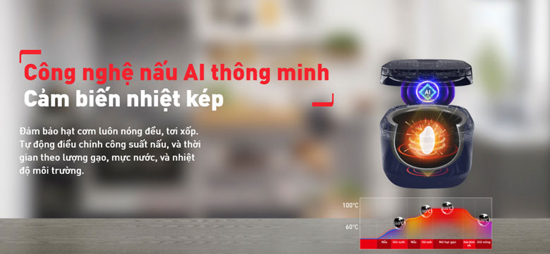 Nồi cơm điện tử Tefal 1.8 lít RK776968 - Cảm biến thông minh