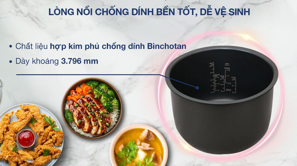 Nồi cơm điện tử Toshiba 1.8 lít RC-18DR4TVN(H) - Chất liệu