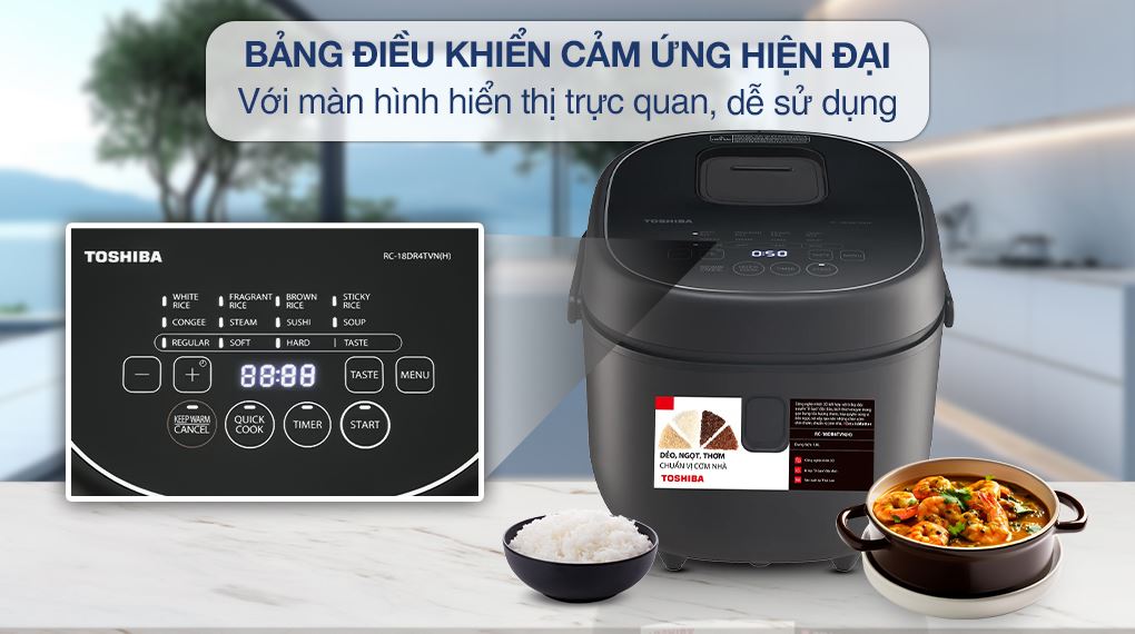 Nồi cơm điện tử Toshiba 1.8 lít RC-18DR4TVN(H) - Bảng điều khiển