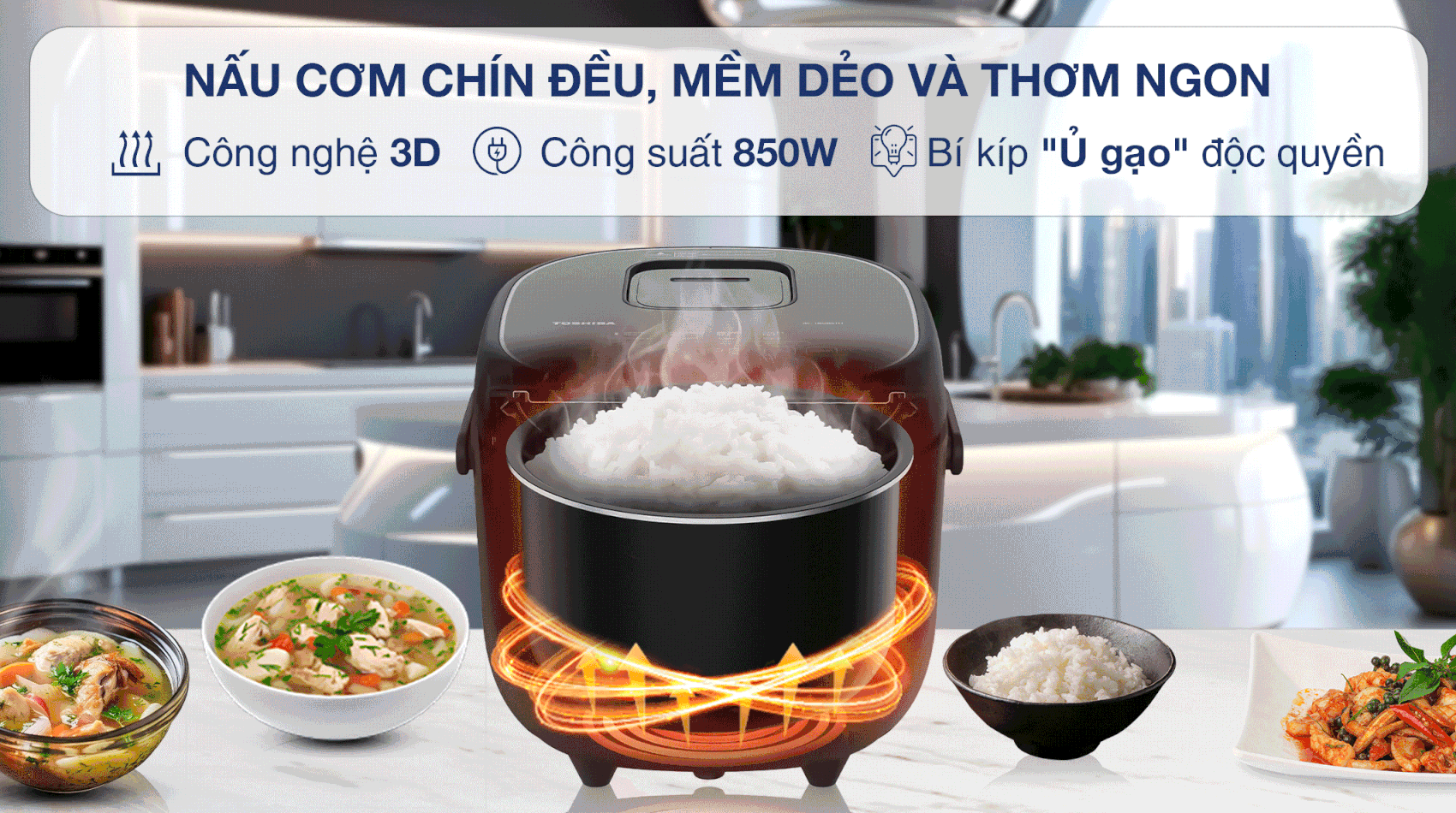 Nồi cơm điện tử Toshiba 1.8 lít RC-18DR4TVN(H) - Công nghệ nấu