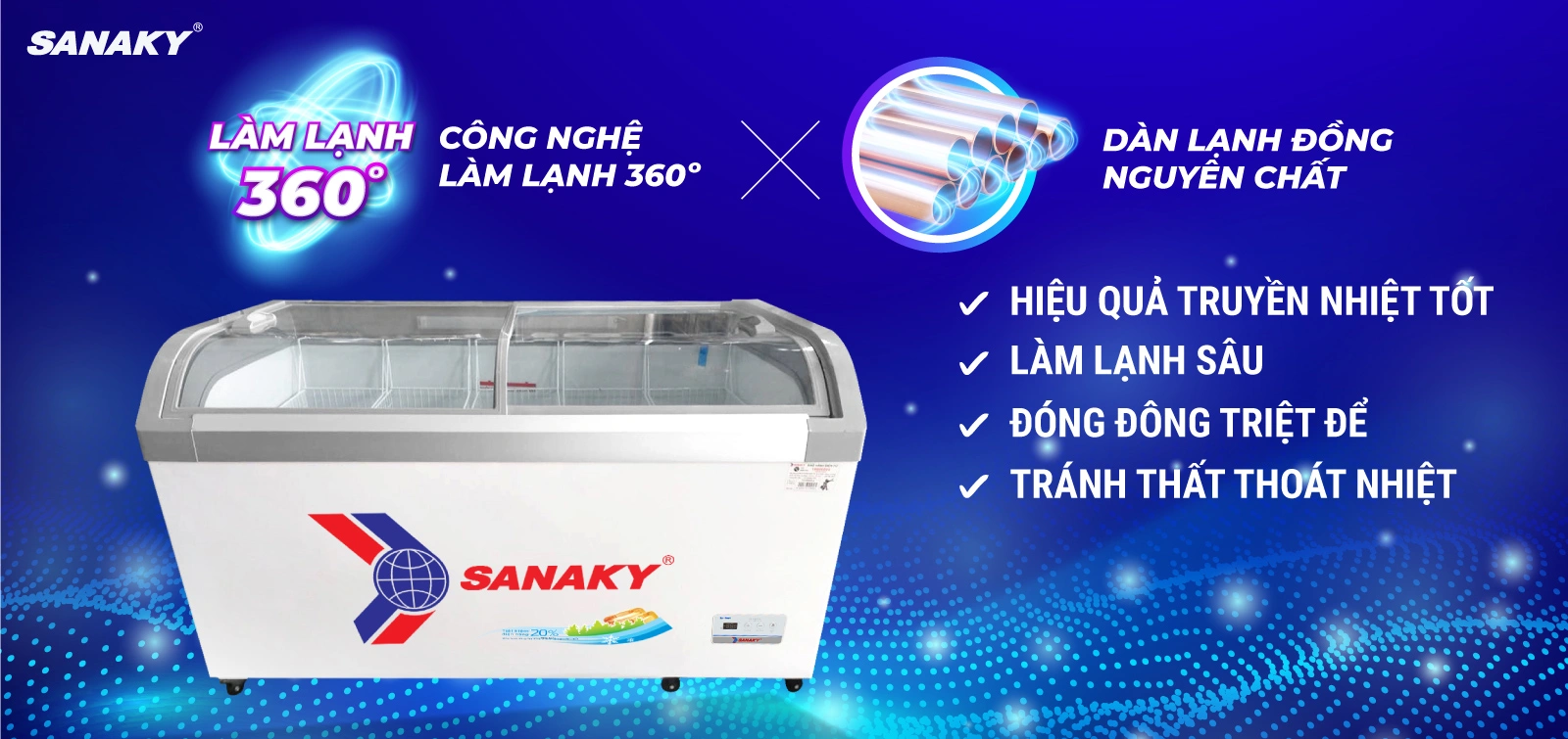 Dàn lạnh đồng kết hợp Công nghệ làm lạnh 360 độ