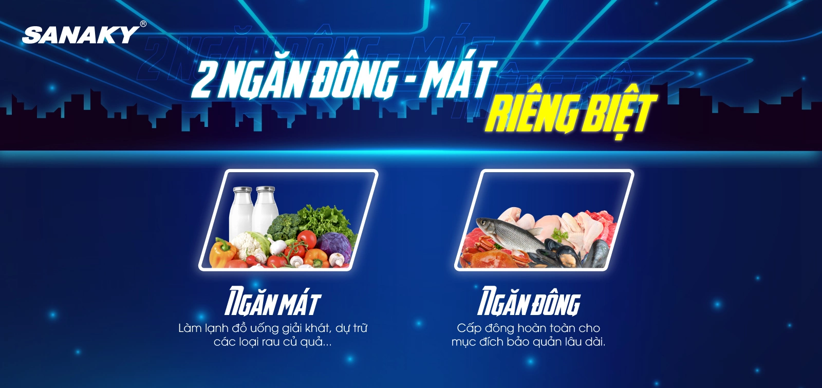 Tủ đông Sanaky VH-5699W2K 1 ngăn đông/1 ngăn mát riêng biệt