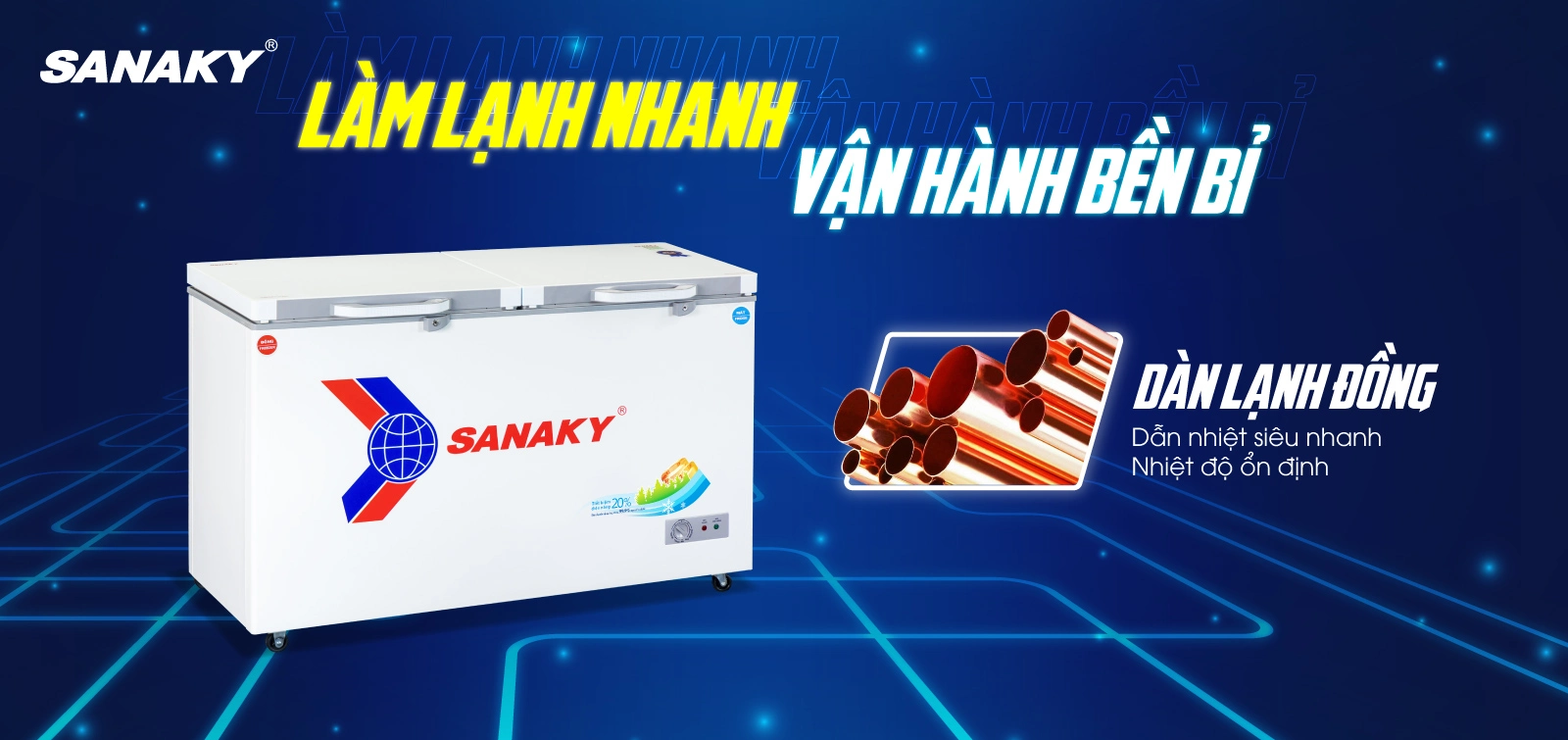 Dàn lạnh bằng đồng kết hợp công nghệ làm lạnh 360 độ
