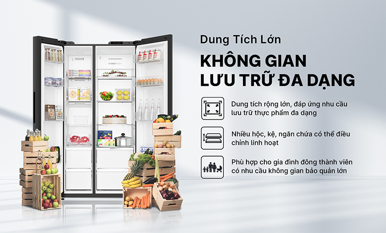 Tủ lạnh Side by side Aqua Inverter AQR-S633XA(SL) dung tích lớn