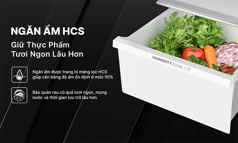 Tủ lạnh Side by side Aqua Inverter 569 lít AQR-S633XA(SL) ngăn rau giữ ẩm