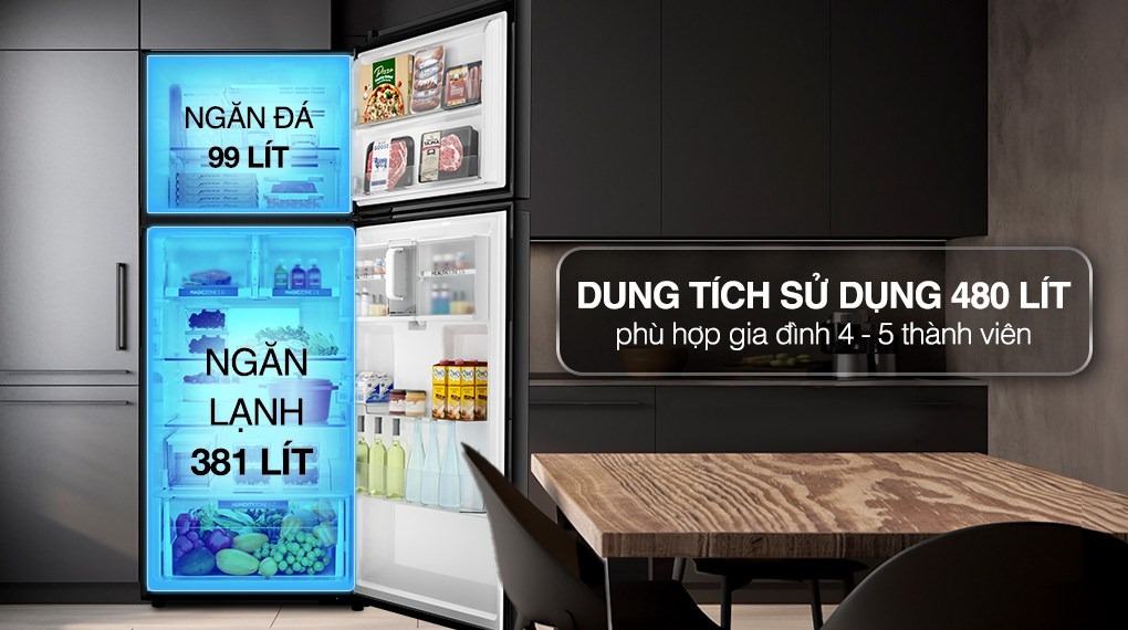 Tủ lạnh Aqua Inverter 480 lít AQR-TA546FA(WGL)U1 - Dung tích