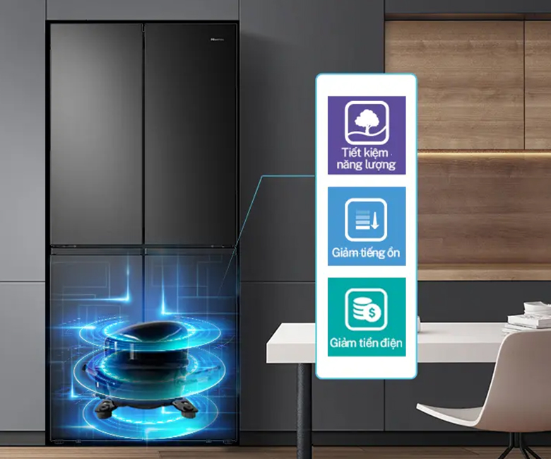 Tủ Lạnh Hisense Inverter 454 lít HM51WF - Công nghệ Inverter tiết kiệm điện, hoạt động êm ái