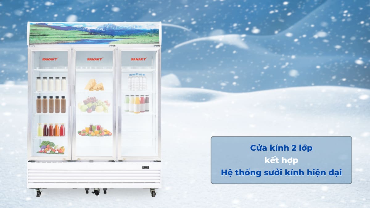 Cửa tủ kính chịu lực 2 lớp kết hợp hệ thống sưởi chống đọng sương