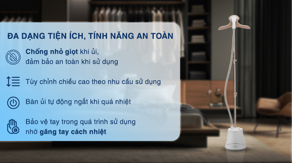 Bàn ủi hơi nước đứng Panasonic NI-GSG060WRA 1680 - 2000W - Tiện ích