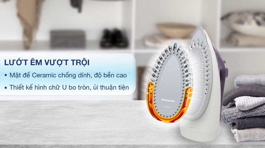 Bàn ủi hơi nước Panasonic NI-S630VRA 2400W - Mặt đế
