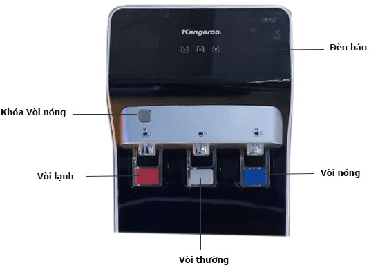 Cây nước nóng lạnh Kangaroo KG62A3 có thiết kế 3 vòi nước nóng - lạnh - thường riêng biệt