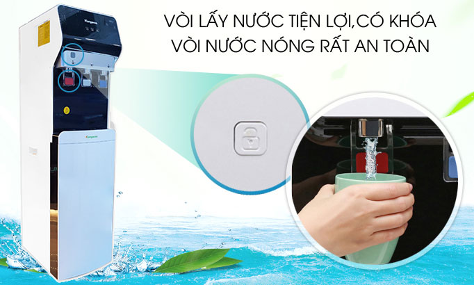 cây nước Kangaroo KG62A3 được trang bị khóa an toàn với vòi nước nóng