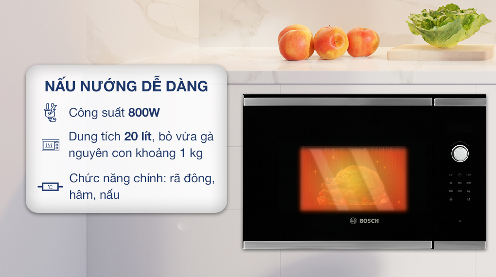 Lò vi sóng âm Bosch BFL523MS0B 20 lít - Nấu nướng dễ dàng