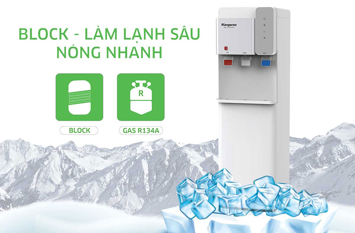 Máy làm nóng lạnh nước uống Kangaroo KG63A3 ứng dụng công nghệ làm lạnh bằng Block