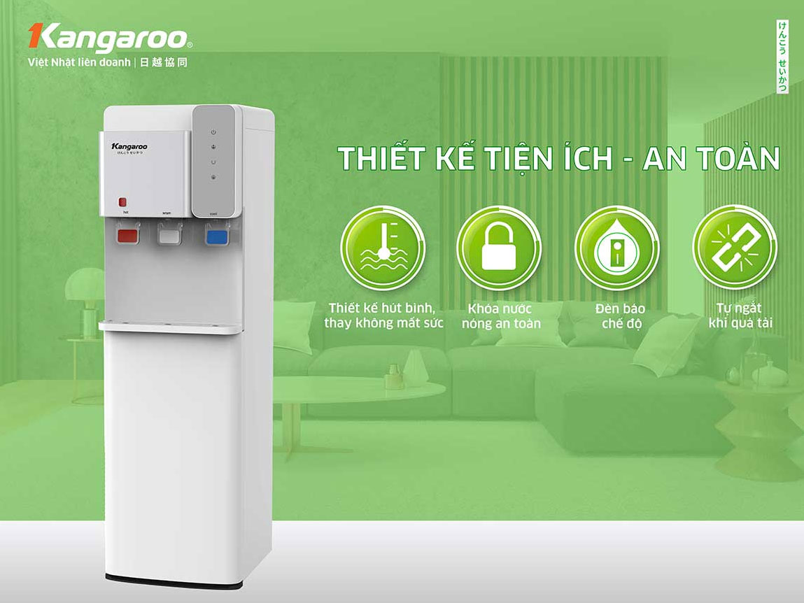 cây nước nóng lạnh Kangaroo KG63A3 có nhiều tính năng an toàn