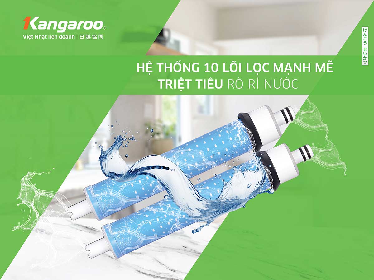 Máy lọc nước RO Kangaroo KG100HC2 có 10 lõi