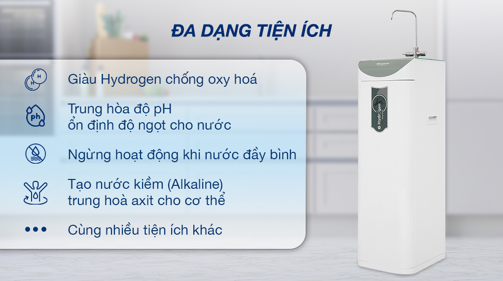 Máy lọc nước RO Hydrogen Kangaroo KG100HD2 8 lõi - Đa dạng tiện ích