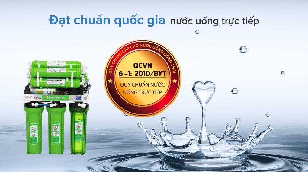 Máy lọc nước RO không vỏ Kangaroo KG110 9 lõi - Nước sạch