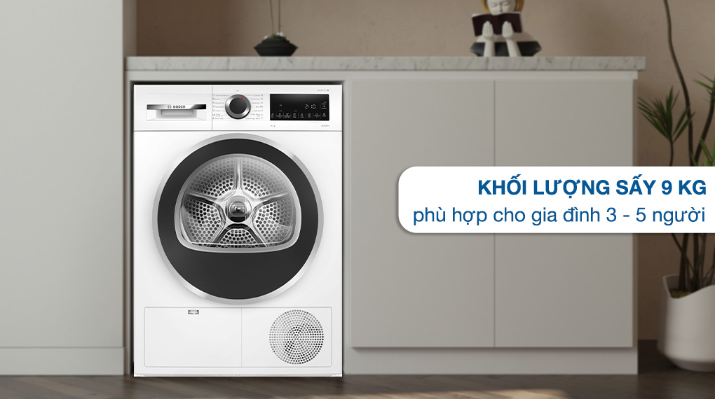Máy sấy ngưng tụ Bosch 9 kg WPG24100MY - Khối lượng sấy