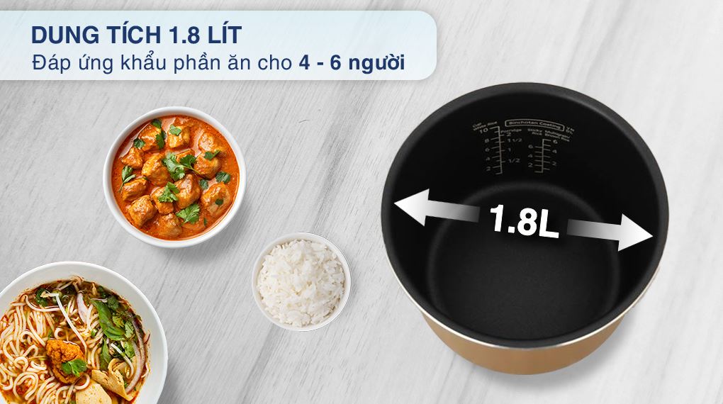 Nồi cơm điện tử Panasonic 1.8 lít SR-DL184WRA - Dung tích