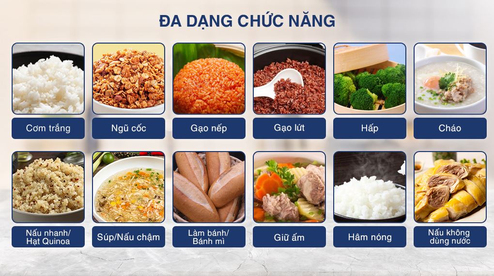 Nồi cơm điện tử Panasonic 1.8 lít SR-DL184WRA - Chương trình cài đặt sẵn