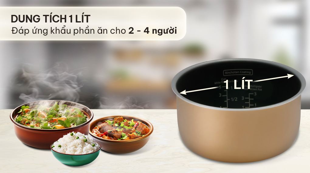 Nồi cơm điện tử Panasonic 1 lít SR-DL104WRA - Dung tích