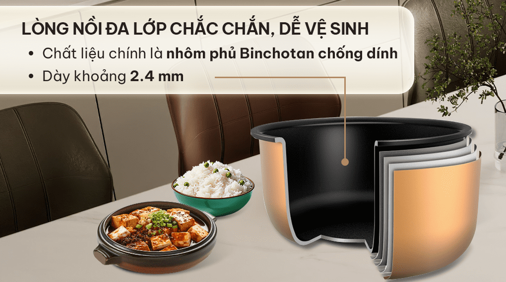 Nồi cơm điện tử Panasonic 1 lít SR-DL104WRA - Chất liệu lòng nồi