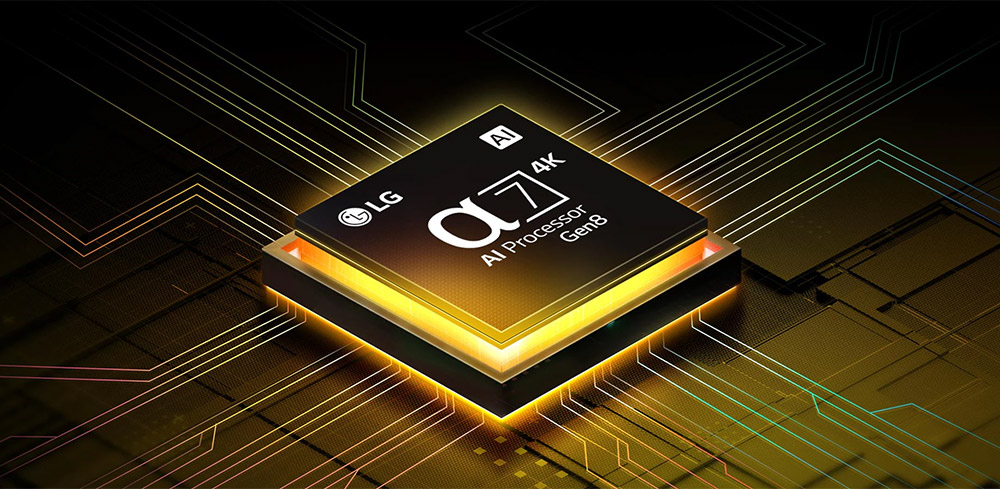 Bộ xử lý α7 AI 4K Gen8 Tivi LG QNED AI 4K 55 Inch 55QNED70ASA