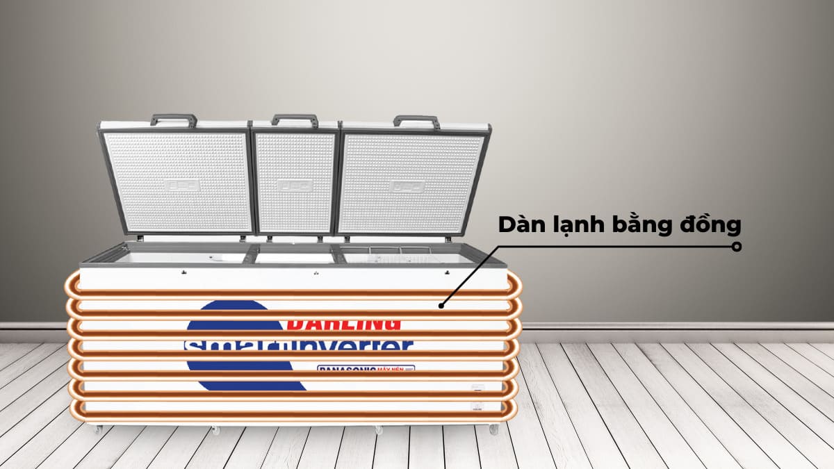 Dàn lạnh bằng đồng giúp tủ làm lạnh nhanh, cấp đông sâu