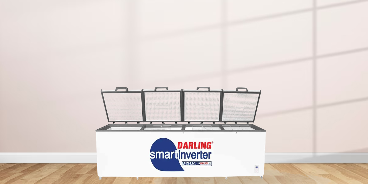 Tủ Đông Darling Inverter 2500 Lít DMF-1979ASI có thiết kế 1 ngăn, 4 cánh dung tích lớn