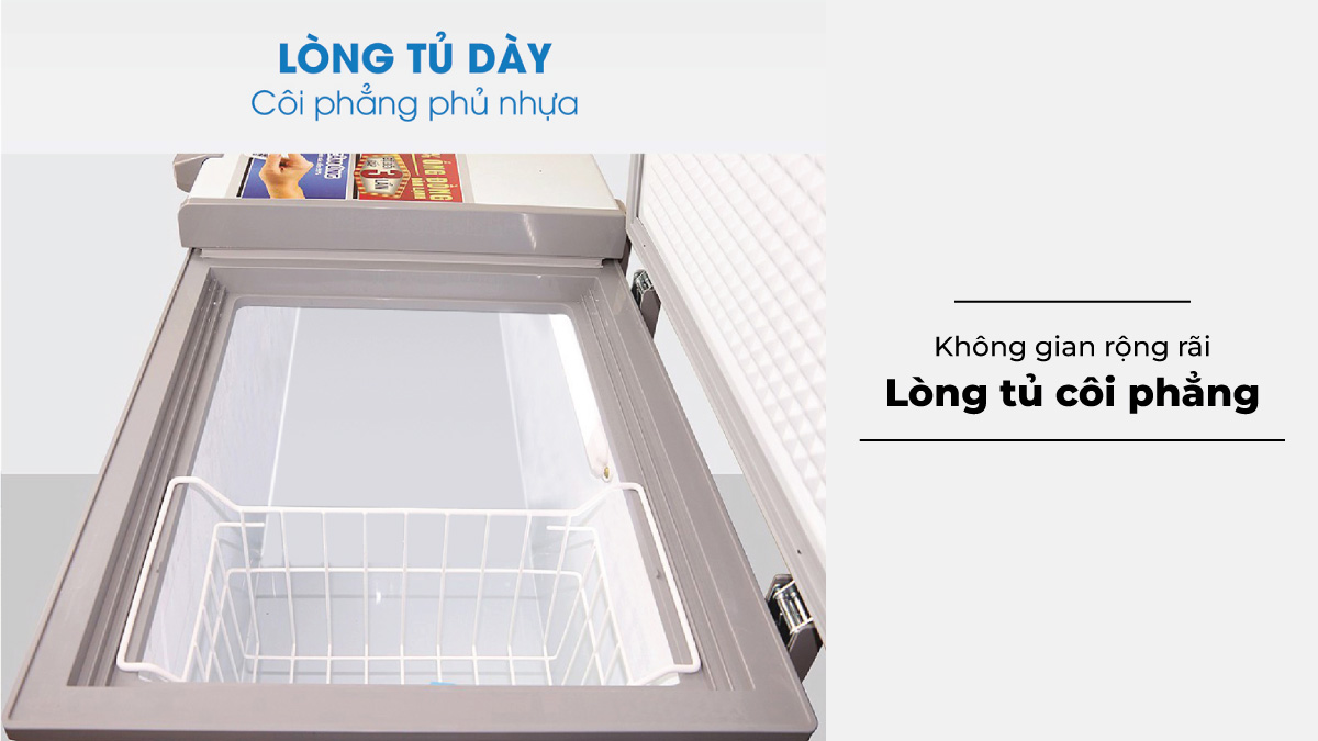 Lòng tủ côi phẳng giúp hạn chế bám bẩn tốt