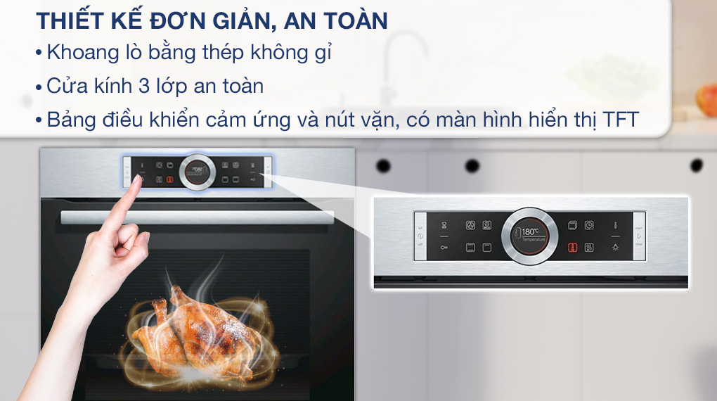 Lò nướng lắp âm Bosch HMH.HBG633BS1A 71 lít - Thiết kế