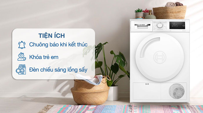 Máy sấy quần áo Bosch WTH83008SG có nhiều tính năng thông minh