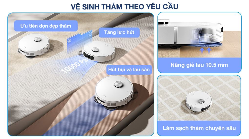 Vệ sinh thảm theo nhu cầu - Robot hút bụi lau nhà Dreame L10S Ultra Gen 2.0