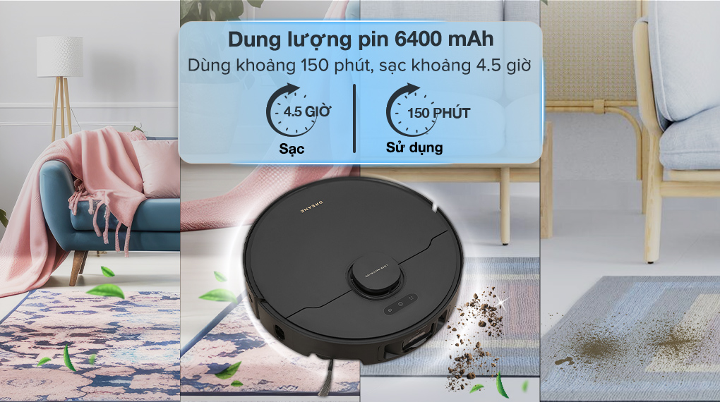 Robot hút bụi lau nhà Dreame X40 Ultra - Dung lượng pin
