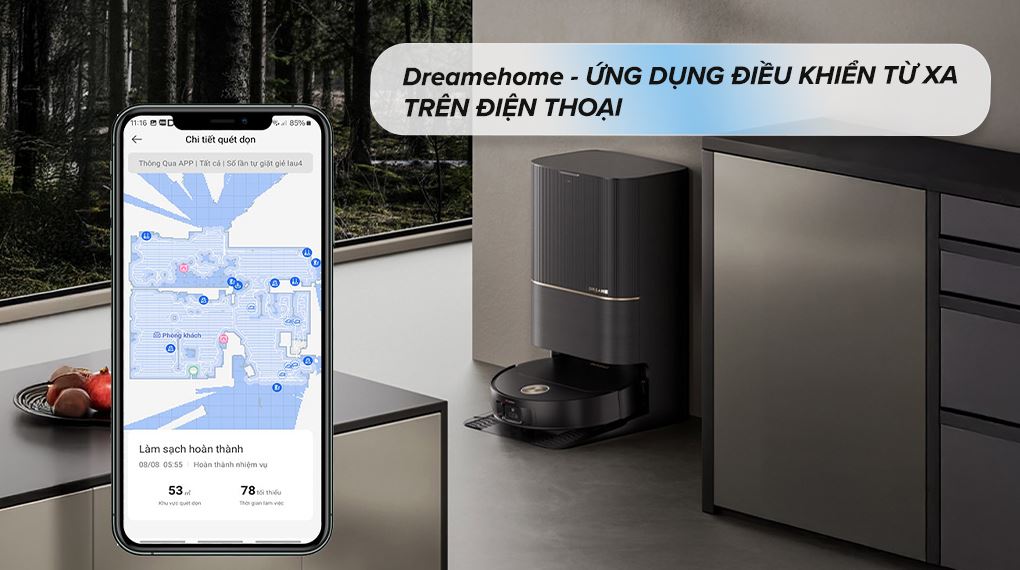 Điều khiển bằng điện thoại - Robot hút bụi lau nhà Dreame X50 Ultra