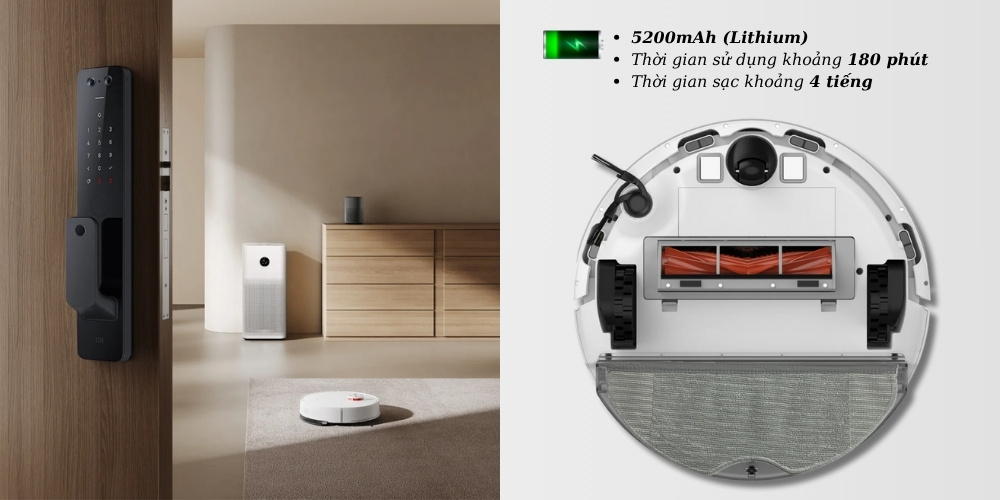 Xiaomi Vacuum S40 sở hữu pin dung lượng lớn 5200mAh