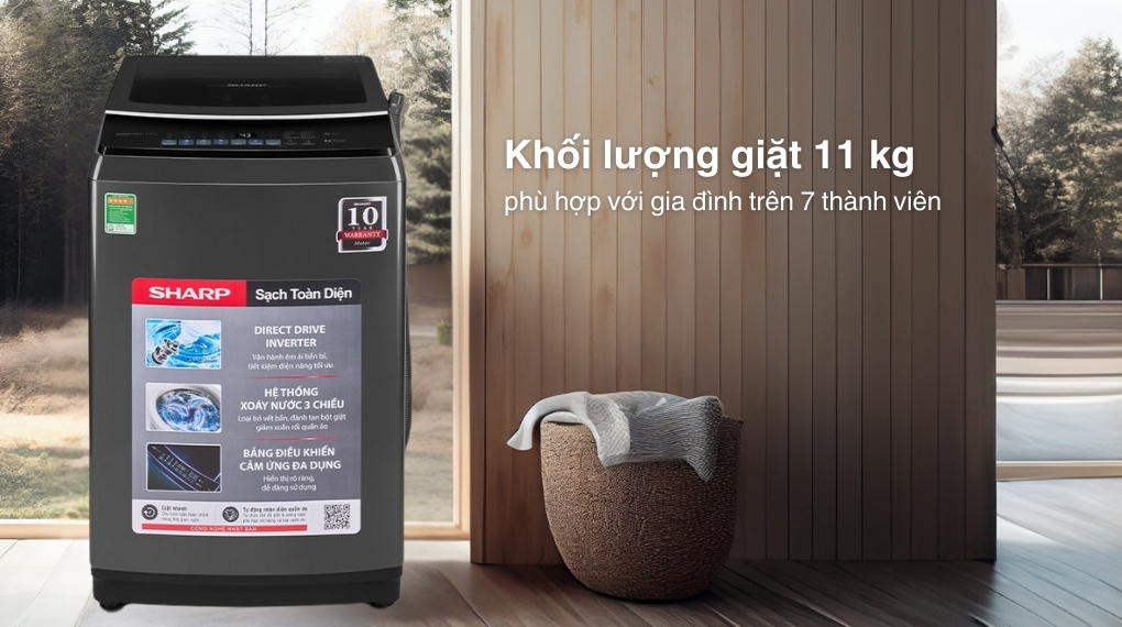 Máy giặt Sharp Inverter 11 kg ES-TM110CD-DS - Khối lượng giặt và chương trình