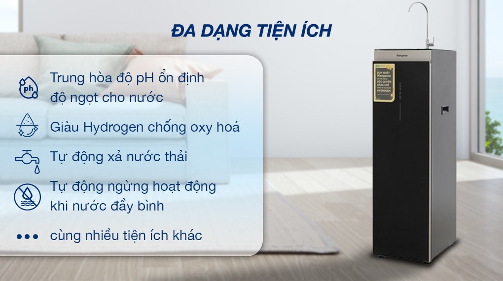 Máy lọc nước RO Hydrogen Kangaroo KG12HA 12 lõi - Tiện ích